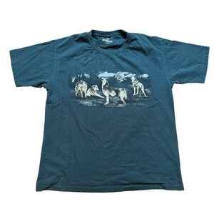 Outdoor Life Wolf Graphic Tee Mens Teal Blue Excellent Howling Moon SIZE L